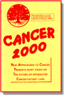 picture of cover - yellow backgound with red text Cancer 2000 and red New Approaches logo